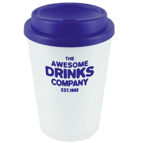 Promotional Haddon Reusable Coloured Lid Coffee Cups with a logo from Total Merchandise - Purple