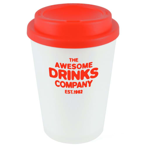 Branded Haddon Reusable Coloured Lid Coffee Cups with a design from Total Merchandise - Red
