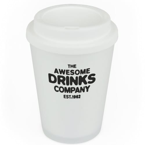 Custom Branded Haddon Reusable Coloured Lid Coffee Cups with a design from Total Merchandise - White