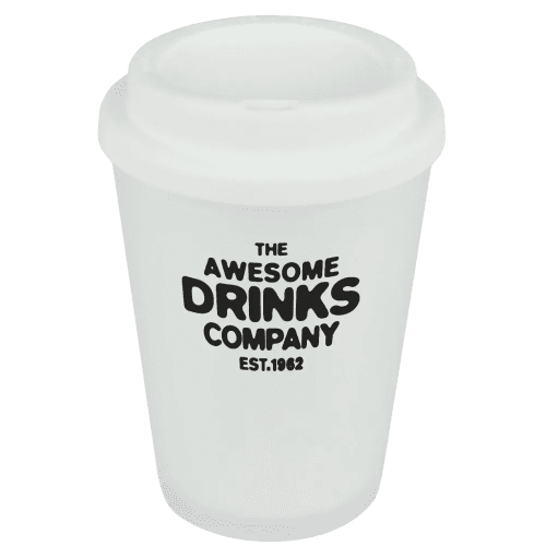 Custom Branded Haddon Reusable Coloured Lid Coffee Cups with a design from Total Merchandise - White