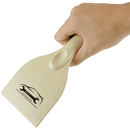 Branded Bamboo PP Ice Scraper with a printed design from Total Merchandise - Natural