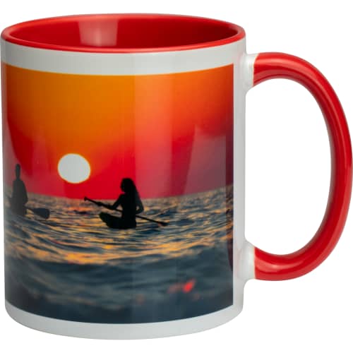 Personalisable Two-Tone Sublimation Mug in White/Red printed with your company logo