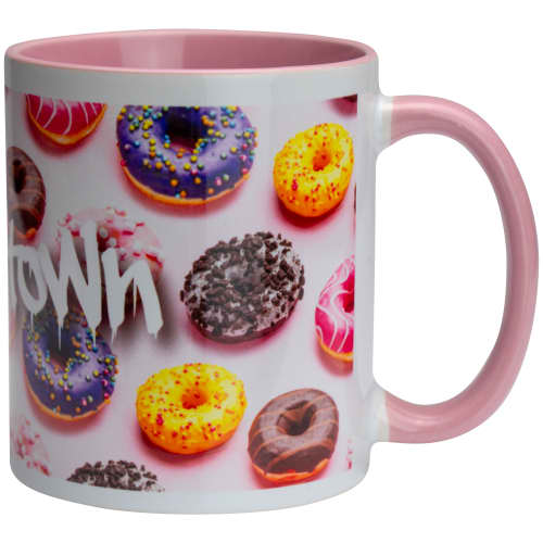 Customisable Two-Tone Sublimation Mug in White/Pink printed with your company logo
