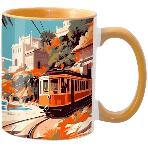 Two Tone Full Colour Mug in Golden Yellow/White