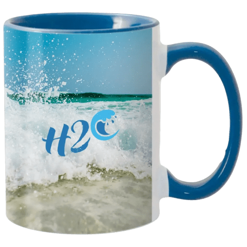 Two Tone Full Colour Mug in Mid Blue/White