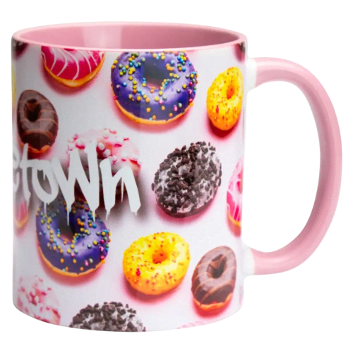 Customisable Two-Tone Sublimation Mug in White/Pink printed with your company logo