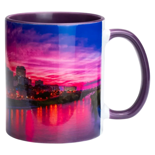 Custom printed Two-Tone Sublimation Mug in White/Purple printed with your company logo