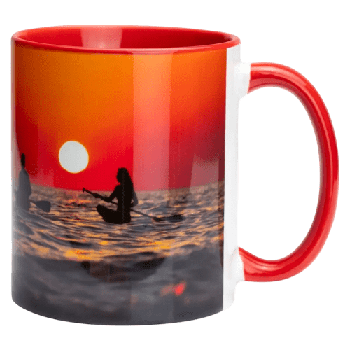 Personalisable Two-Tone Sublimation Mug in White/Red printed with your company logo