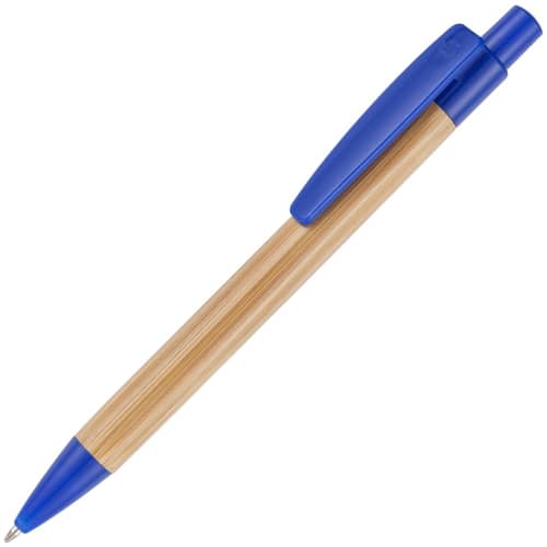 Promotional Sumo Bamboo Ballpen with a printed design from Total Merchandise - Blue