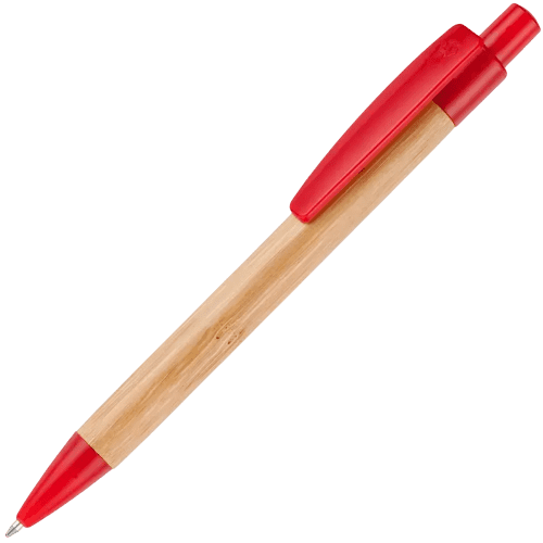 Logo branded Sumo Bamboo Ballpen with a design from total Merchandise - Red