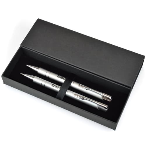 Promotional Chester Pen and Pencil Sets are available in Black from Total Merchandise