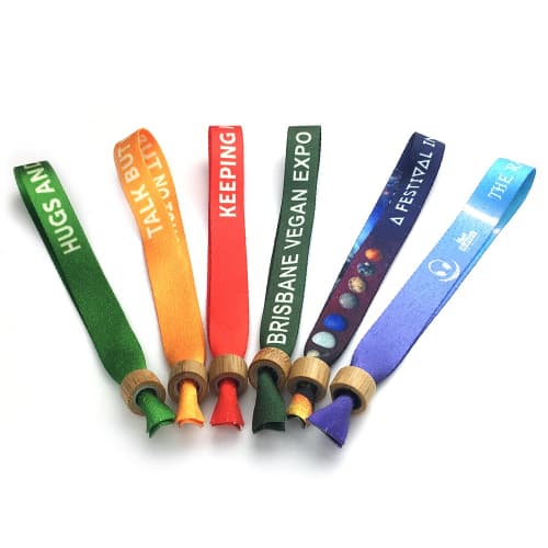 Logo branded 15mm RPET Festival Style Fabric Wristbands with a design from Total Merchandise