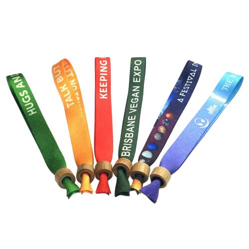 Logo branded 15mm RPET Festival Style Fabric Wristbands with a design from Total Merchandise