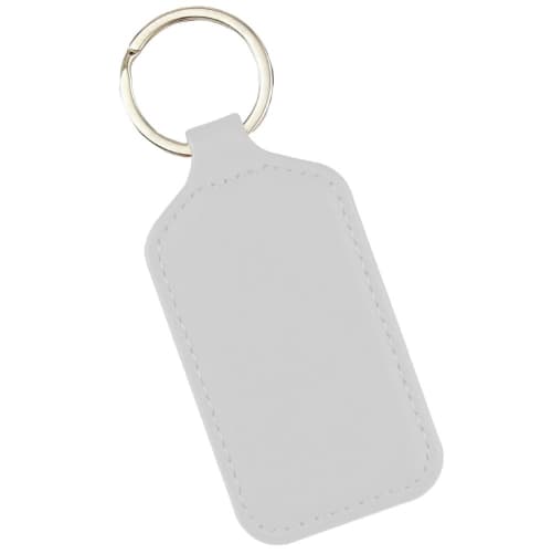 Personalisable RPET Rectangle Key Fob with a promotional design from Total Merchandise - White