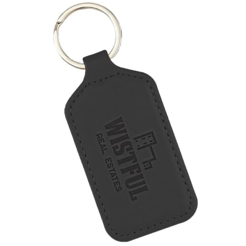 Custom branded RPET Rectangle Key Fob with a promotional design from Total Merchandise - Black