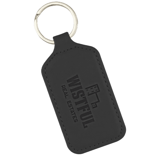 Custom branded RPET Rectangle Key Fob with a promotional design from Total Merchandise - Black