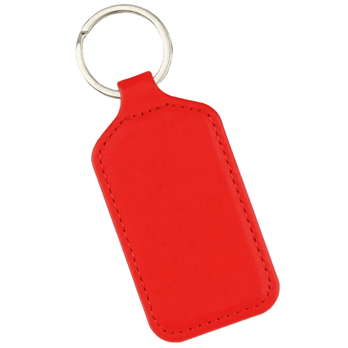 Logo branded RPET Rectangle Key Fob with a design from Total Merchandise - Red