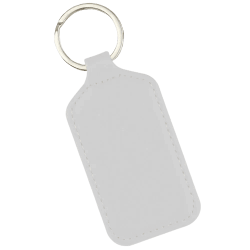Personalisable RPET Rectangle Key Fob with a promotional design from Total Merchandise - White