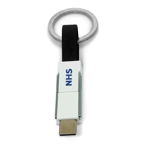 The logo printed 3-in-1 Keyring Charging Cable in Black from Total Merchandise