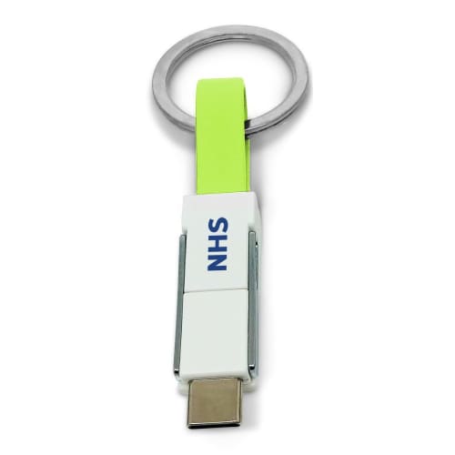 The custom-branded 3-in-1 Keyring Charging Cable in Green from Total Merchandise