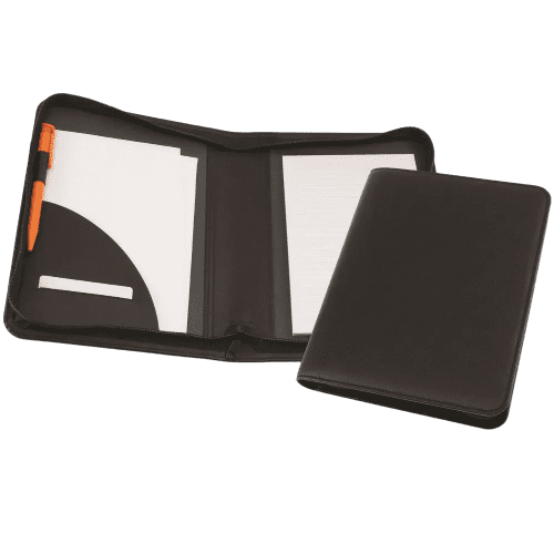 Promotional Como Recycled A5 Zipped Folder in Black from Total Merchandise