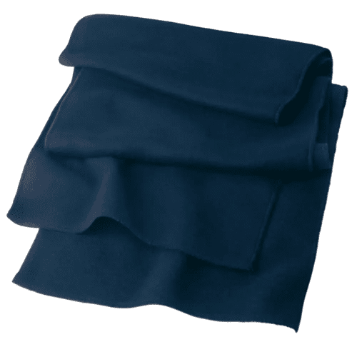 An individual image of the blue fleece scarf from Total Merchandise