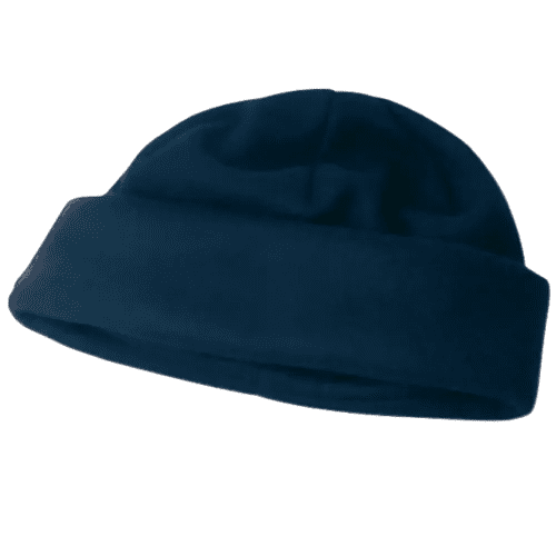 An individual image of the blue fleece hat from Total Merchandise