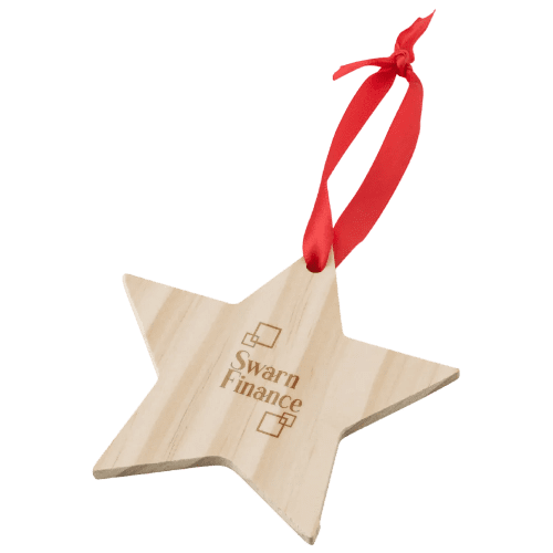Promotional Wooden Star Shaped Hanging Decoration from Total Merchandise