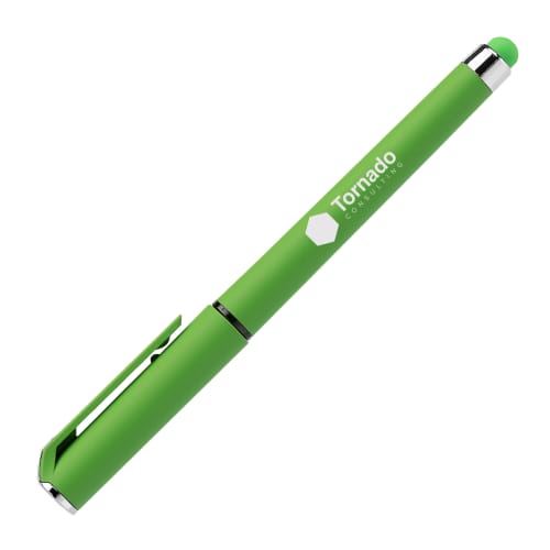 Custom branded Islander Softy Bright Gel Pen with Stylus in Green branded with your logo