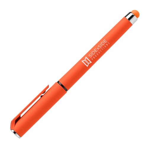 Custom printed Islander Softy Bright Gel Pen with Stylus in Orange branded with your logo