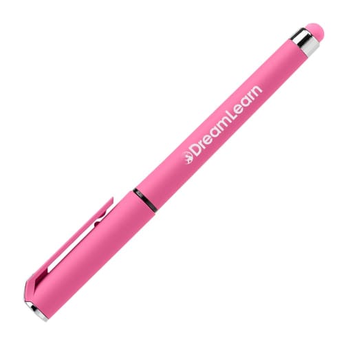 Logo branded Islander Softy Bright Gel Pen with Stylus in Pink branded with your logo