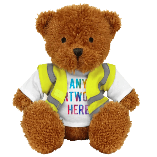 Promotional 18cm James Bear with Hi-Vis Jacket with a full colour design from Total Merchandise - Golden