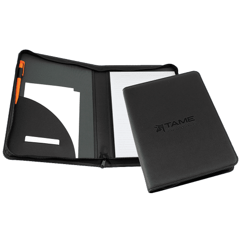 Custom branded Como Recycled A4 Zipped Conference Folder with a design from Total Merchandise