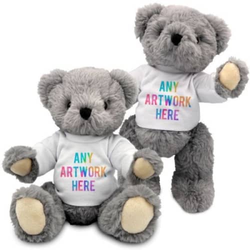 Customisable 20cm Archie Teddy Bear with your logo printed onto the t-shirt from Total Merchandise