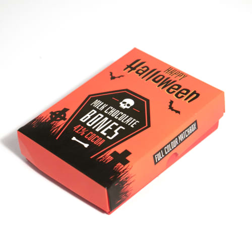 Custom Branded Eco Matchbox of Milk Chocolate Bones with a design from Total Merchandise