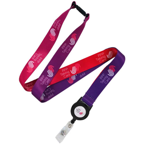 Promotional 20mm Full Colour Lanyard with Pull Reel and a full colour design from Total Merchandise