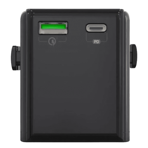 Personalisable Venture USB C Travel Adaptor with a design from Total Merchandise - Black