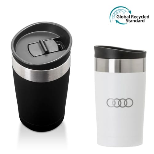 Custom branded Arusha Recycled Stainless Steel 350ml Coffee Cup with a design from Total Merchandise