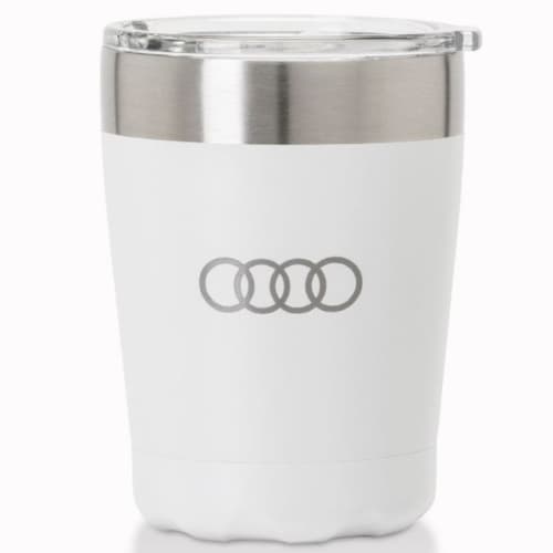 Logo branded Oyster Recycled Stainless Steel 350ml Cup with a design from Total Merchandise - White