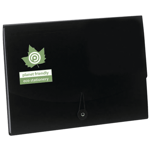 Custom branded Recyclable 7 Pocket Expanding File with a design from Total Merchandise - Black