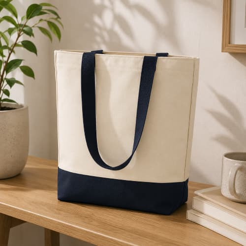 Lifestyle image of the Greatstone Deluxe 12oz Canvas Tote Bag by Total Merchandise