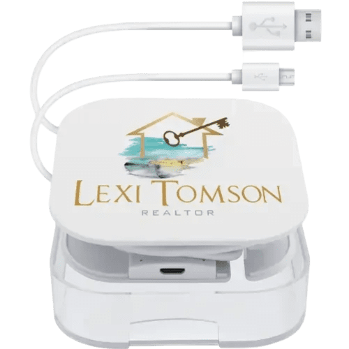Promotional White Portable Wireless Charger printed with your company logo from Total Merchandise