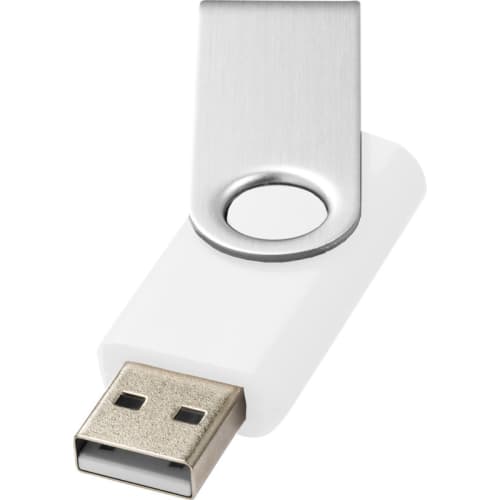 2GB Rotate Twist USB Flash Drive in White/Silver