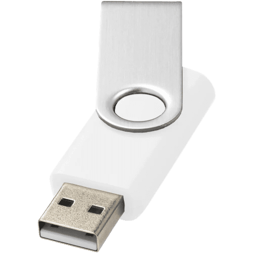 2GB Rotate Twist USB Flash Drive in White/Silver