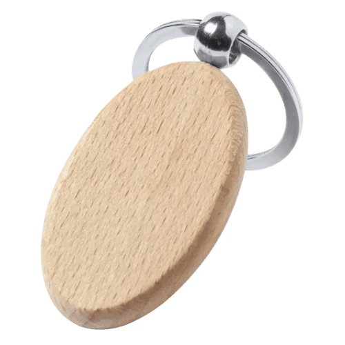 Promotional Oval Beechwood Pelton Keyring with a design from Total Merchandise