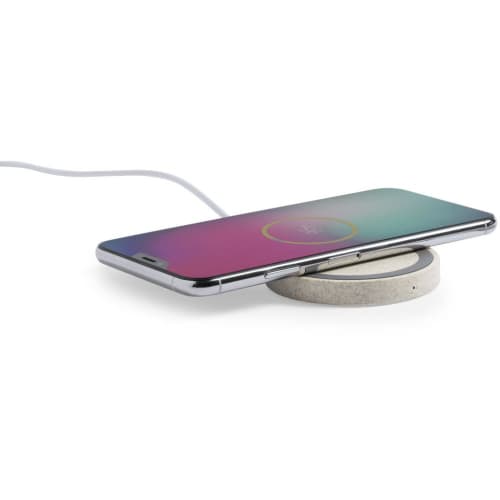 Custom-branded Wheatstraw Wireless Chargers with a design from Total Merchandise