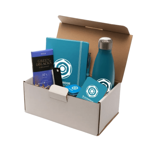 Logo Printed Premium Corporate Gift Set in Cyan printed with your logo from Total Merchandise