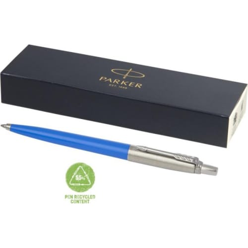 Logo-branded Recycled Parker Jotter Ballpoint Pen in Process Blue from Total Merchandise