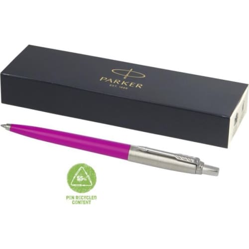 Logo-printed Recycled Parker Jotter Ballpoint Pen in Magenta from Total Merchandise