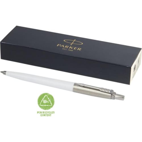 Custom branded Recycled Parker Jotter Ballpoint Pen in White from Total Merchandise